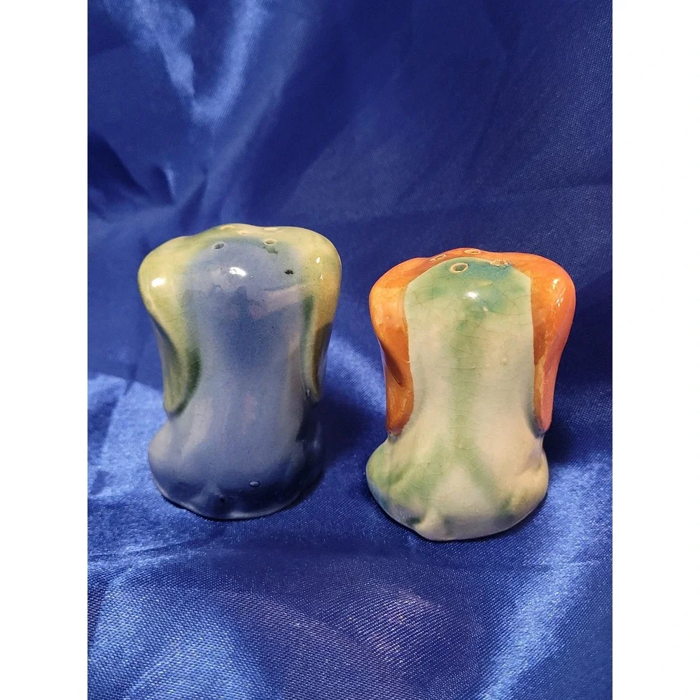Ceramic Anthropomorphic Dog Salt and Pepper Shakers Vintage Marked Japan